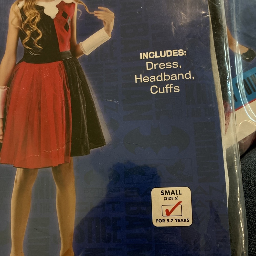 HARLEY QUINN Dress Rubies Halloween Costume girls Size Small 5-7 DC Comics nwt - Picture 3 of 9